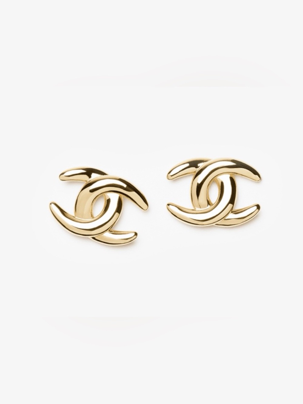 Double C Gold -Tone Logo Stud Earrings For Pierced Ears